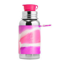 Pura Sports Top 18oz Stainless Steel Bottle - Pink Swirl Sleeve